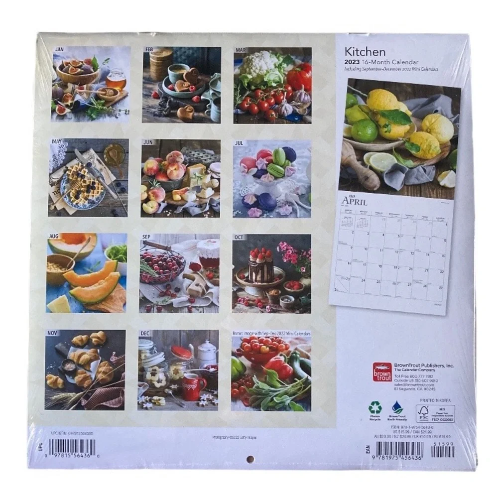 Calendar “Kitchen” Sixteen Months Brand New Beautiful Food Photos